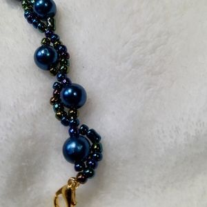 Handmade wire beaded double strand bracelet